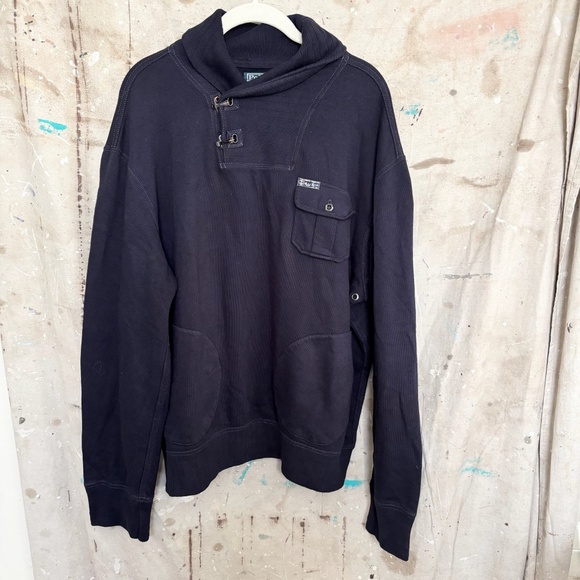 Vintage Polo Ralph Lauren Clasp Shawl Neck Sweatshirt - Picture 1 of 4